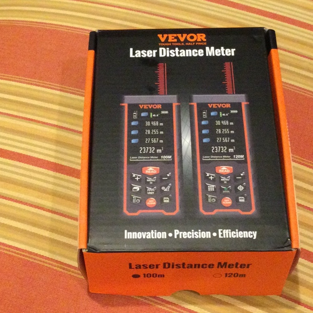 VEVOR Laser Distance Meter - Black and Orange, New in Box